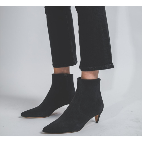 Isabel Marant Derst Black Suede Ankle Boots Booties Kitten Heel Leather sz 38 - Picture 1 of 16